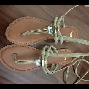 ASOS Grey Tie Up Embellished Sandals Strappy 8